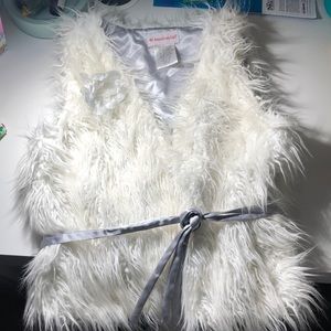 American Girl white faux fur vest